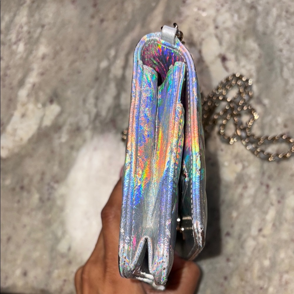 Chanel Goatskin Iridescent Holographic Wallet on Chain - Picture 6 of 14